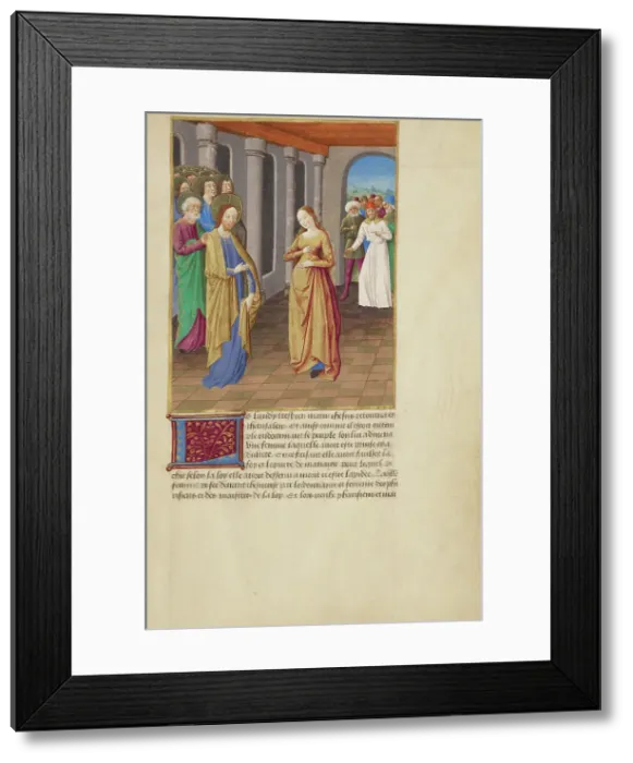 Framed Print : Christ and the Woman Taken in Adultery, about 1480-1490. Creator: Master of Guillaume Lambert Framed Print : Christ and the Woman Taken in Adultery, about 1480-1490. Creator: Master of Guillaume Lambert