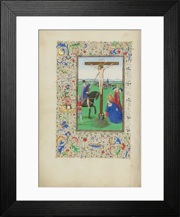 Framed Print : The Crucifixion; Llangattock Hours, 1450s. Creator: Master of the Llangattock Hours Framed Print : The Crucifixion; Llangattock Hours, 1450s. Creator: Master of the Llangattock Hours