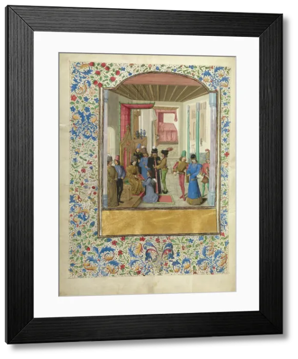 Framed Print : Vasco da Lucena Giving his Work to Charles the Bold, about 1470-1475. Creator: Master of the Jardin de vertueuse consolation Framed Print : Vasco da Lucena Giving his Work to Charles the Bold, about 1470-1475. Creator: Master of the Jardin de vertueuse consolation