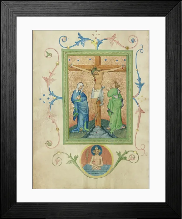 Framed Print : The Crucifixion; Collegium Ducale, about 1420-1430. Creator: Master of the Kremnitz Stadtbuch Framed Print : The Crucifixion; Collegium Ducale, about 1420-1430. Creator: Master of the Kremnitz Stadtbuch
