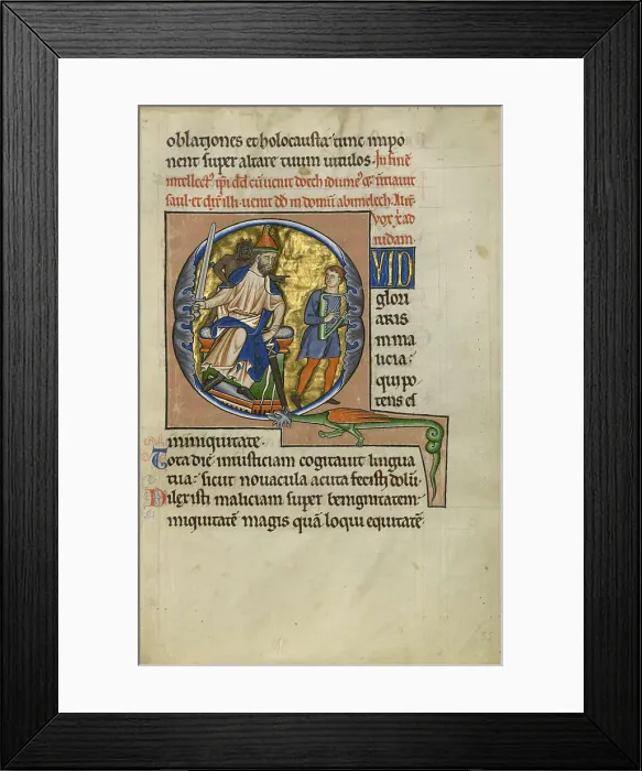 Framed Print : Initial Q: David Before Saul; Psalter, after 1205. Creator: Master of Ingeborg Psalter Framed Print : Initial Q: David Before Saul; Psalter, after 1205. Creator: Master of Ingeborg Psalter