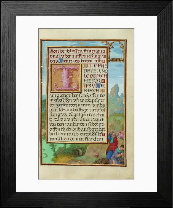 Framed Print : Border with the Sacrifice of Isaac; Prayer Book of Cardinal Albrecht of Brandenburg, about 1525-1530 Creator: Simon Bening Framed Print : Border with the Sacrifice of Isaac; Prayer Book of Cardinal Albrecht of Brandenburg, about 1525-1530 Creator: Simon Bening