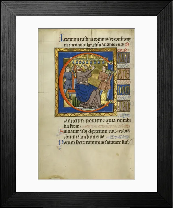 Framed Print : Initial C: David Playing Bells; Psalter, after 1205. Creator: Master of Ingeborg Psalter Framed Print : Initial C: David Playing Bells; Psalter, after 1205. Creator: Master of Ingeborg Psalter