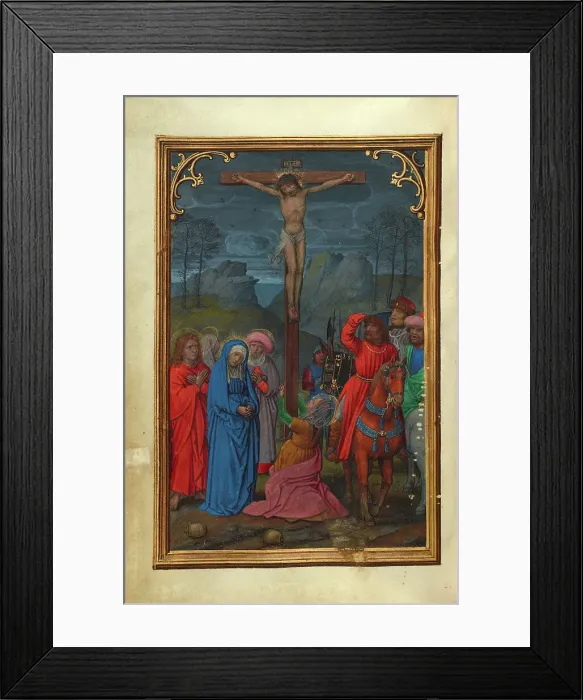 Framed Print : The Crucifixion; Prayer Book of Cardinal Albrecht of Brandenburg, about 1525-1530. Creator: Simon Bening Framed Print : The Crucifixion; Prayer Book of Cardinal Albrecht of Brandenburg, about 1525-1530. Creator: Simon Bening