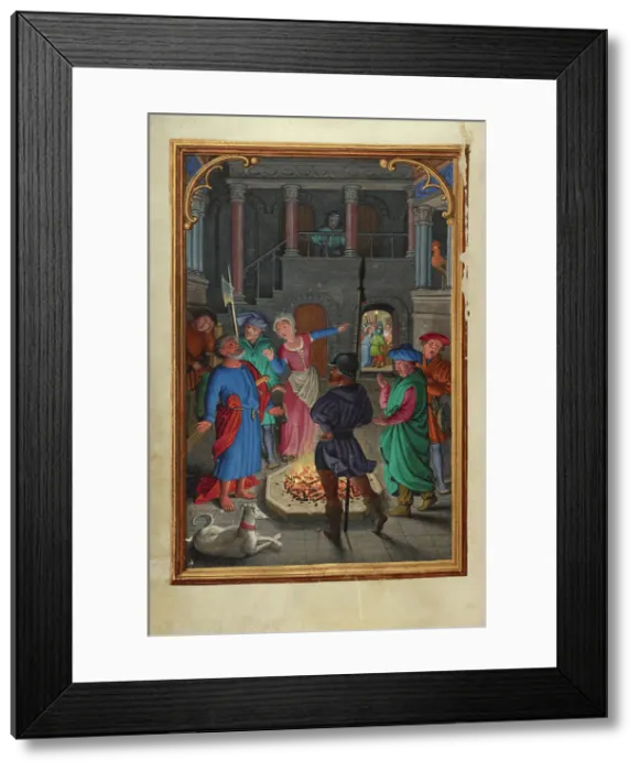 Framed Print : The Denial of Saint Peter; Prayer Book of Cardinal Albrecht of Brandenburg, about 1525-1530. Creator: Simon Bening Framed Print : The Denial of Saint Peter; Prayer Book of Cardinal Albrecht of Brandenburg, about 1525-1530. Creator: Simon Bening