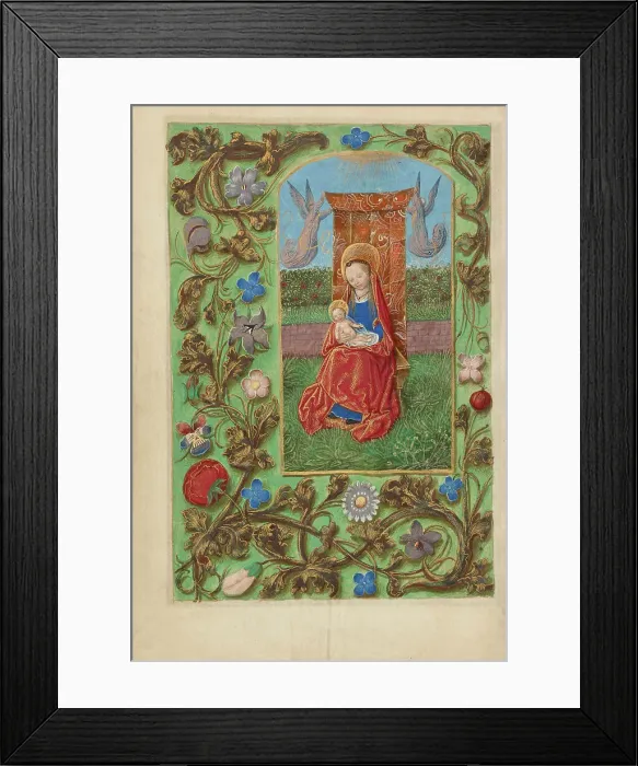 Framed Print : The Virgin and Child Enthroned; Crohin-La Fontaine Hours, about 1480-1485 ?. Creator: Master of the Dresden Prayer Book Framed Print : The Virgin and Child Enthroned; Crohin-La Fontaine Hours, about 1480-1485 ?. Creator: Master of the Dresden Prayer Book