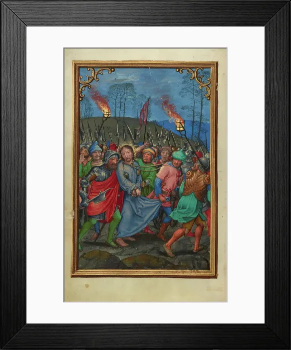 Framed Print : The Arrest of Christ; Prayer Book of Cardinal Albrecht of Brandenburg, about 1525-1530. Creator: Simon Bening Framed Print : The Arrest of Christ; Prayer Book of Cardinal Albrecht of Brandenburg, about 1525-1530. Creator: Simon Bening