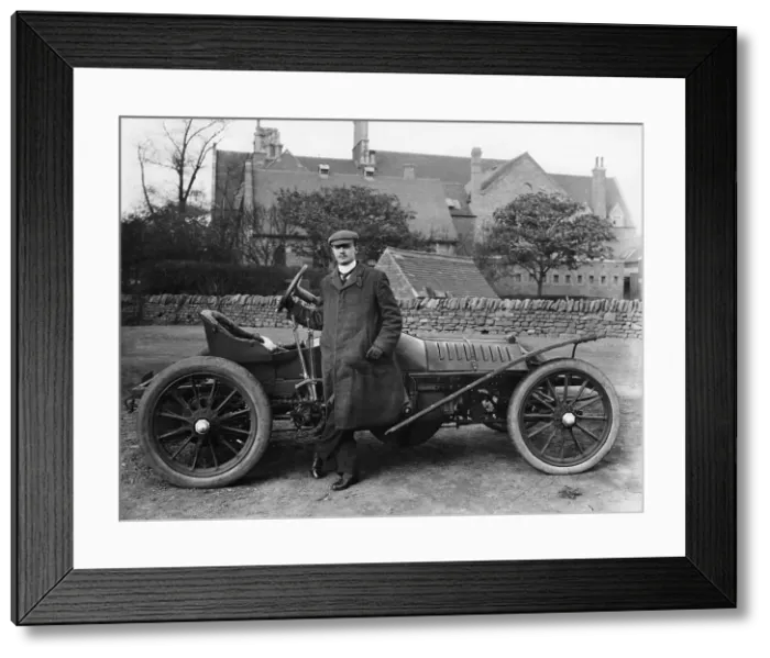 Framed Print : Charles Stewart Rolls with a 1905 Wolseley, c1905 Framed Print : Charles Stewart Rolls with a 1905 Wolseley, c1905