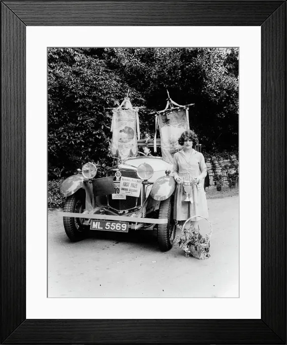 Framed Print : A woman and her prize winning Ballot car, Bournemouth, Dorset, 1928 Framed Print : A woman and her prize winning Ballot car, Bournemouth, Dorset, 1928