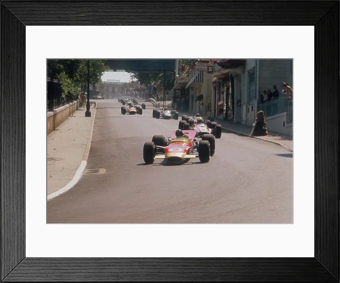 Framed Print : Graham Hill's Lotus leading John Surtees Honda, Monaco Grand Prix, 1968 Framed Print : Graham Hill's Lotus leading John Surtees Honda, Monaco Grand Prix, 1968