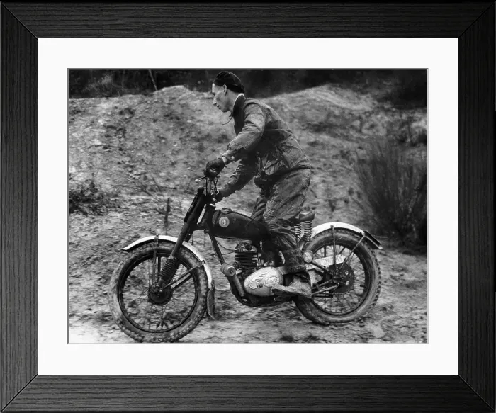 Framed Print : Cullen riding a Francis Barnett bike at the J White Trial Framed Print : Cullen riding a Francis Barnett bike at the J White Trial