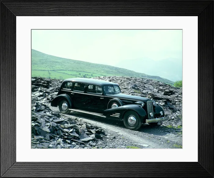 Framed Print : A 1937 Cadillac V16 sedan, photographed among piles of slate Framed Print : A 1937 Cadillac V16 sedan, photographed among piles of slate