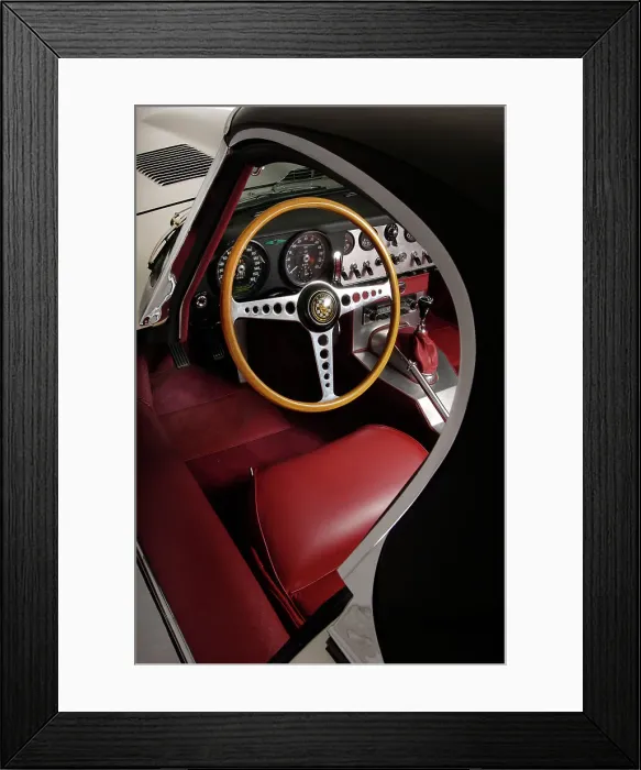 Framed Print : Jaguar E type 1961. Artist: Simon Clay Framed Print : Jaguar E type 1961. Artist: Simon Clay