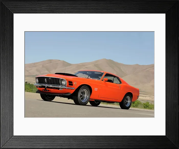 Framed Print : Ford Mustang Boss 429 1970. Artist: Simon Clay Framed Print : Ford Mustang Boss 429 1970. Artist: Simon Clay