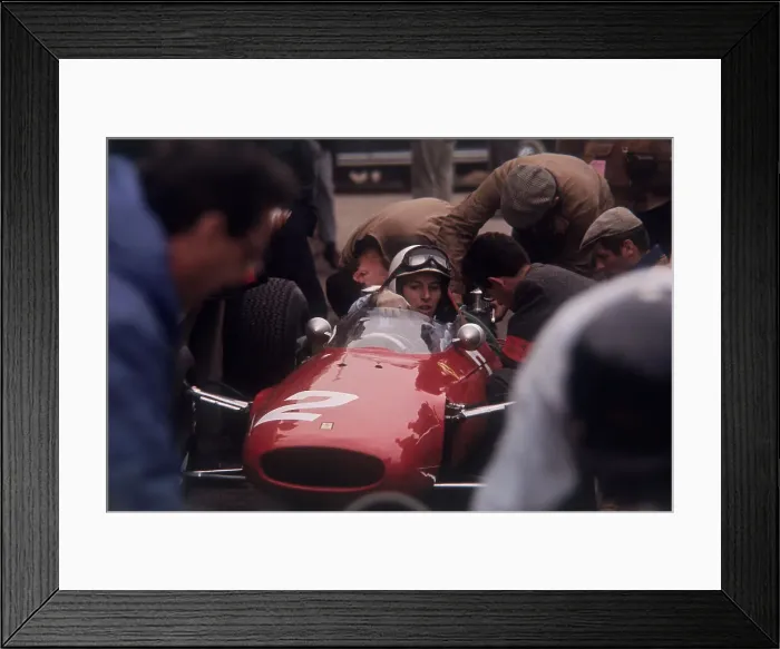 Framed Print : John Surtees in a Ferrari Framed Print : John Surtees in a Ferrari