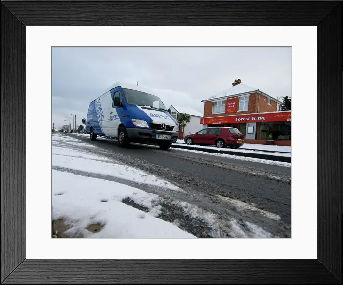 Framed Print : Van driving in slush, Blackfield 2009 Framed Print : Van driving in slush, Blackfield 2009