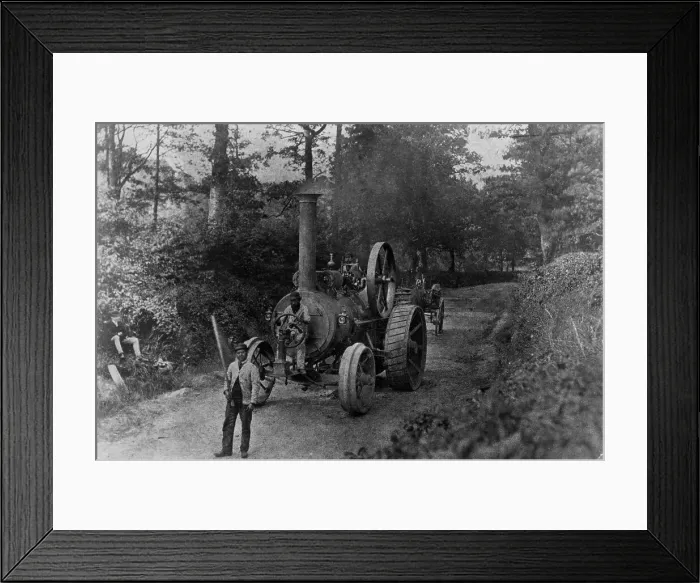 Framed Print : 1869 Tasker traction engine with red flag man at the front Framed Print : 1869 Tasker traction engine with red flag man at the front