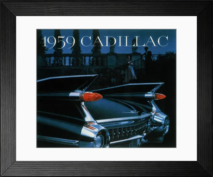 Framed Print : Poster advertising a Cadillac, 1959 Framed Print : Poster advertising a Cadillac, 1959