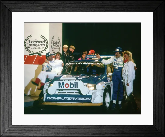 Framed Print : 1986 RAC Rally. Tony Pond and Rob Arthur celebrate finishing 6th in MG Metro 6R4 Framed Print : 1986 RAC Rally. Tony Pond and Rob Arthur celebrate finishing 6th in MG Metro 6R4