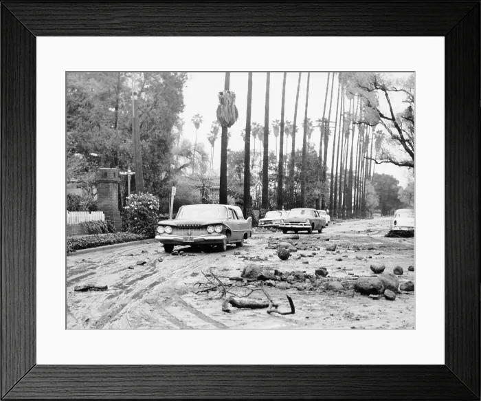 Framed Print : Flood damaged street, Los Angeles, California, USA, c1960 Framed Print : Flood damaged street, Los Angeles, California, USA, c1960