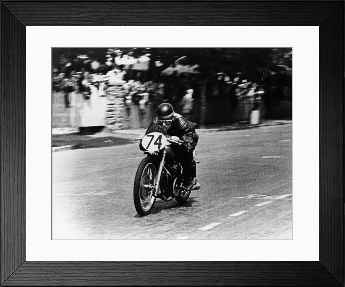 Framed Print : M Barrington on a Moto Guzzi bike, Isle of Man TT, 1949 Framed Print : M Barrington on a Moto Guzzi bike, Isle of Man TT, 1949