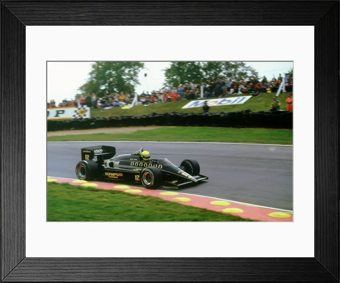 Framed Print : Ayrton Senna in the Lotus 97T Renault at 1985 European Grand Prix Brands Hatch Framed Print : Ayrton Senna in the Lotus 97T Renault at 1985 European Grand Prix Brands Hatch