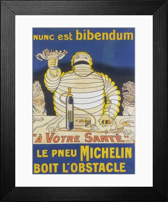 Framed Print : Poster with Mr Bibendum advertising Michelin tyres Framed Print : Poster with Mr Bibendum advertising Michelin tyres