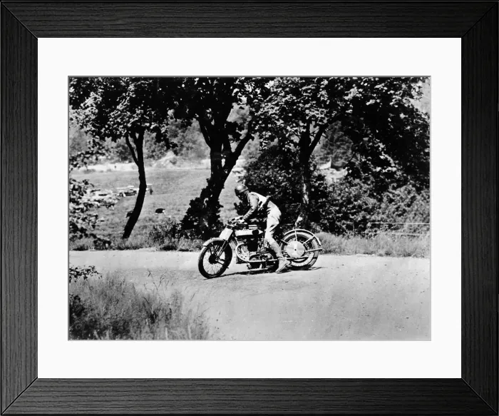 Framed Print : A man on a Norton bike taking part in the Belgian Grand Prix, 1924 Framed Print : A man on a Norton bike taking part in the Belgian Grand Prix, 1924