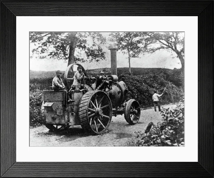 Framed Print : 1869 Tasker traction engine with red flag man at the front Framed Print : 1869 Tasker traction engine with red flag man at the front