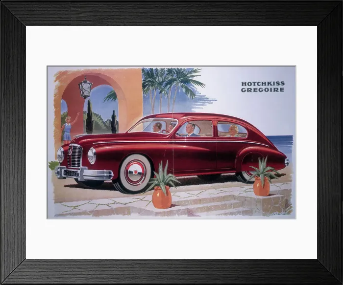 Framed Print : Poster advertising a Hotchkiss-Gregoire car, 1951 Framed Print : Poster advertising a Hotchkiss-Gregoire car, 1951