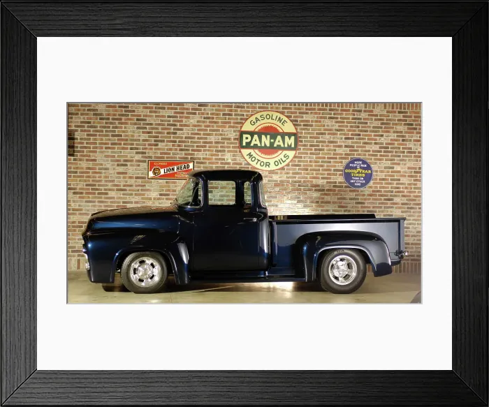 Framed Print : Ford f 100 custom truck 1956. Artist: Simon Clay Framed Print : Ford f 100 custom truck 1956. Artist: Simon Clay