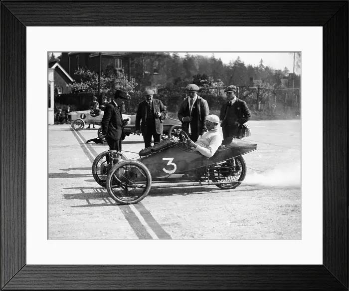Framed Print : A 1914 Morgan at the starting line of a race, (1914?) Framed Print : A 1914 Morgan at the starting line of a race, (1914?)