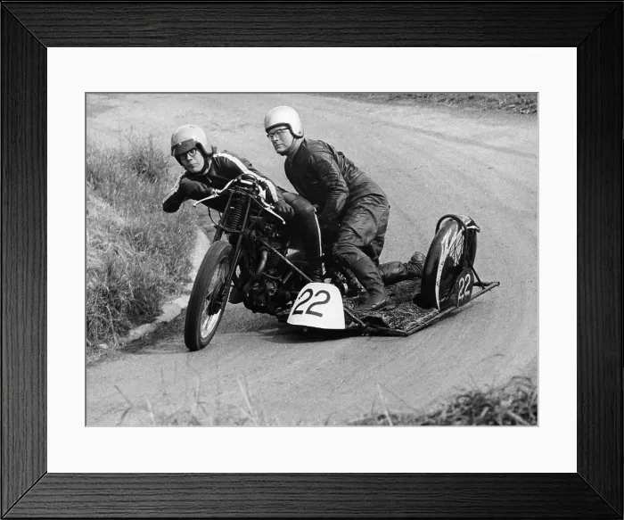 Framed Print : H Wilderspin taking part in the Gurston Hill Climb, on a 1936 Matchless bike, 1971 Framed Print : H Wilderspin taking part in the Gurston Hill Climb, on a 1936 Matchless bike, 1971