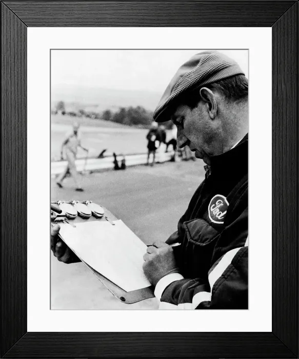 Framed Print : Ken Tyrrell noting down times, (c1970s?) Framed Print : Ken Tyrrell noting down times, (c1970s?)