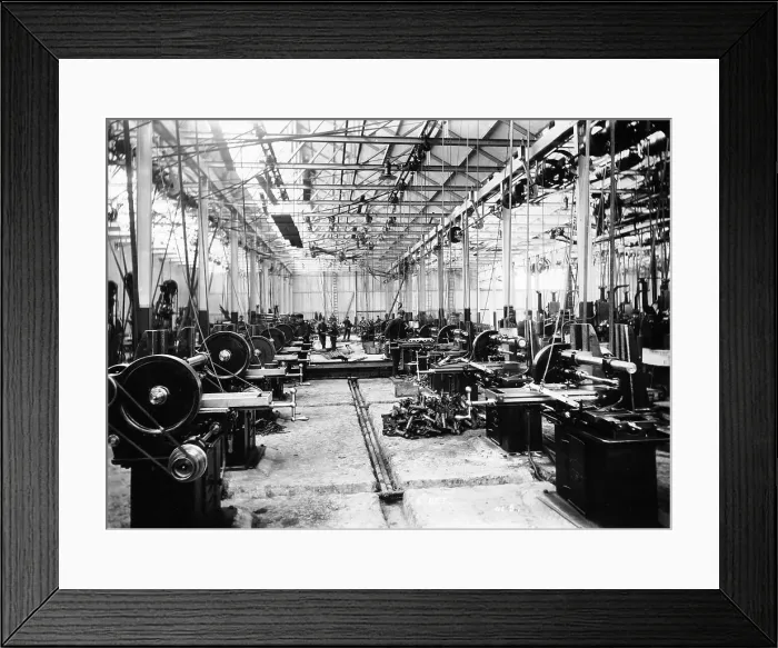 Framed Print : Machine shop in the Argyll car factory, Glasgow, c1899-c1930