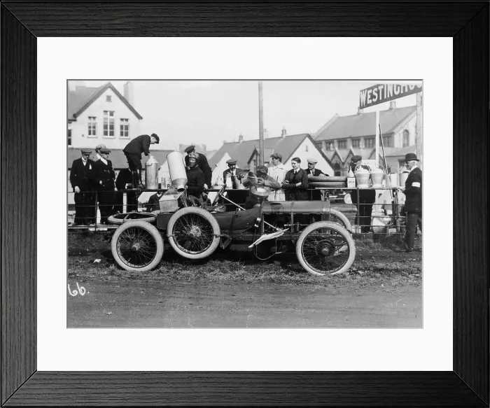 Framed Print : T Thornycroft with his Thornycroft car at a TT race, 1908 Framed Print : T Thornycroft with his Thornycroft car at a TT race, 1908