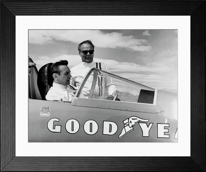Framed Print : Bobby Tatroe in the cockpit of Wingfoot Express II, Bonneville Salt Flats, Utah, USA, c1965 Framed Print : Bobby Tatroe in the cockpit of Wingfoot Express II, Bonneville Salt Flats, Utah, USA, c1965