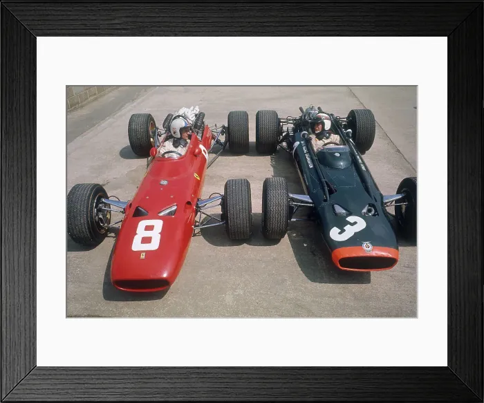 Framed Print : Chris Amon and Jackie Stewart at the British Grand Prix, Silverstone, Northamptonshire, 1967 Framed Print : Chris Amon and Jackie Stewart at the British Grand Prix, Silverstone, Northamptonshire, 1967