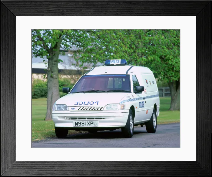 Framed Print : 1995 Ford Escort Ecostar electric police van Framed Print : 1995 Ford Escort Ecostar electric police van