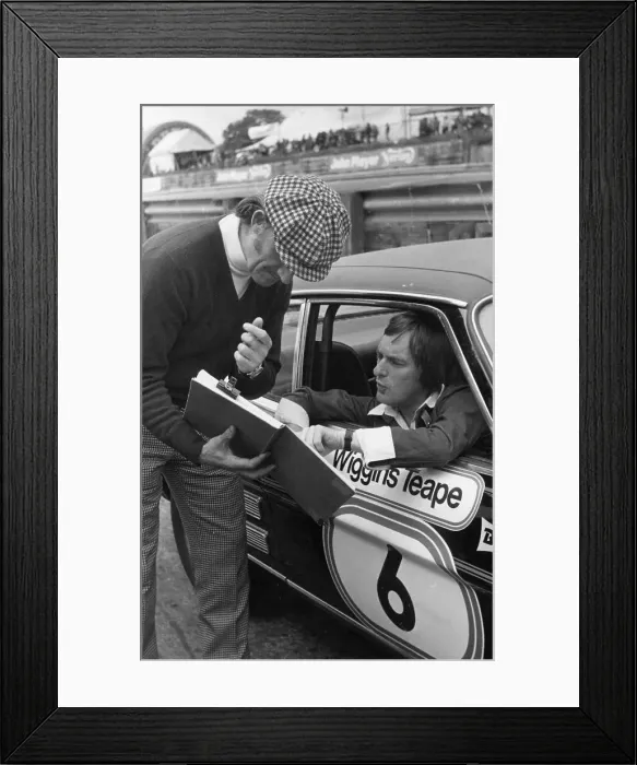 Framed Print : Graham Hill and Bernie Ecclestone, (c1960s?) Framed Print : Graham Hill and Bernie Ecclestone, (c1960s?)