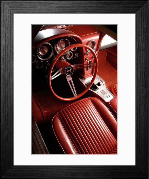 Framed Print : Chevrolet Corvette Stingray 1963. Artist: Simon Clay Framed Print : Chevrolet Corvette Stingray 1963. Artist: Simon Clay