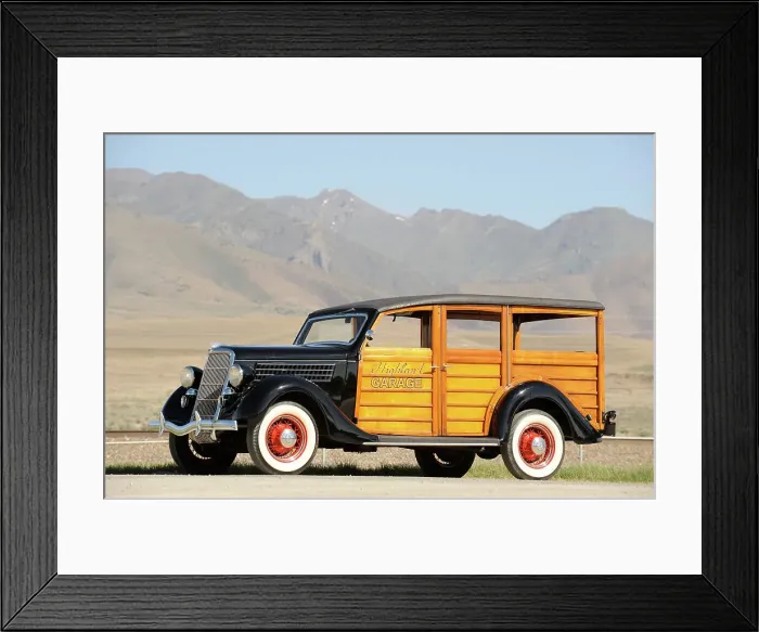 Framed Print : Ford woodie deluxe station wagon 1935. Artist: Simon Clay Framed Print : Ford woodie deluxe station wagon 1935. Artist: Simon Clay