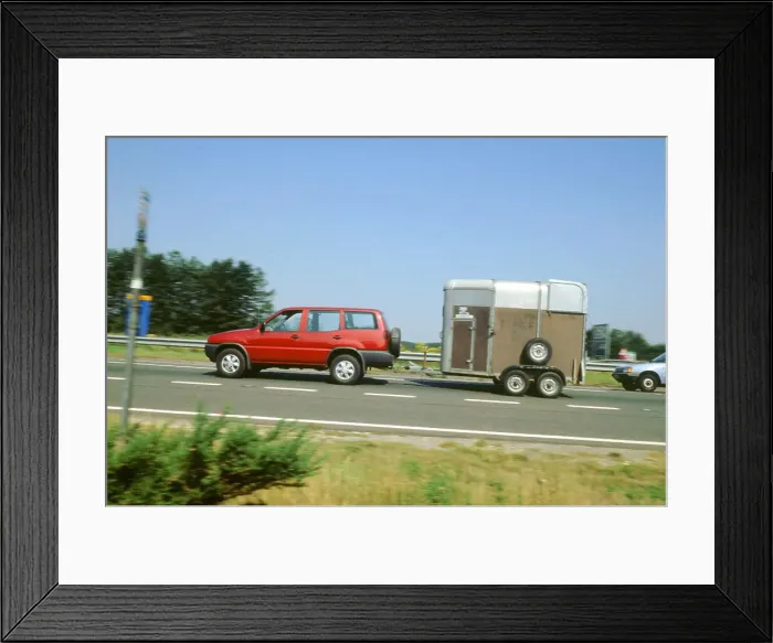 Framed Print : 1997Ford Maverick towing horse box Framed Print : 1997Ford Maverick towing horse box