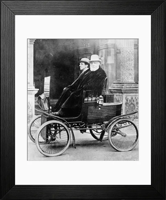Framed Print : Lord Salisbury aboard a Locomobile steam car, (c1902?) Framed Print : Lord Salisbury aboard a Locomobile steam car, (c1902?)