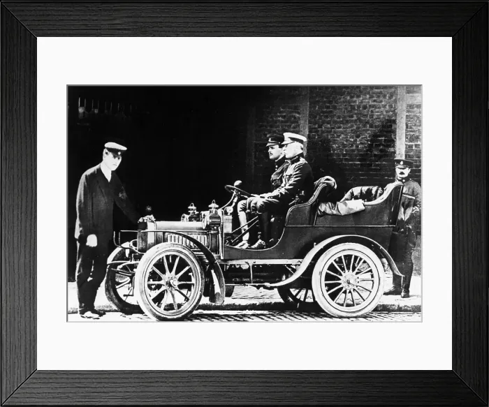 Framed Print : Charles Rolls at the wheel of a 1904 Royce car, c1904 Framed Print : Charles Rolls at the wheel of a 1904 Royce car, c1904