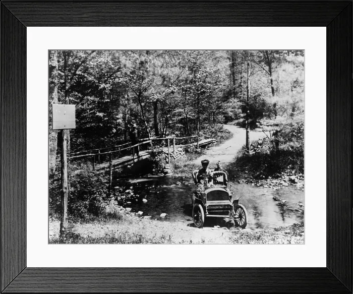 Framed Print : 1905 Franklin car fording a river, (1905?) Framed Print : 1905 Franklin car fording a river, (1905?)