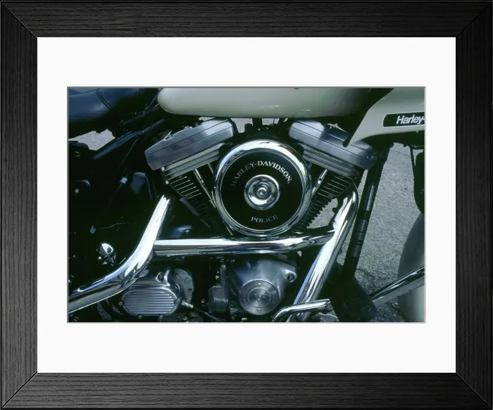 Framed Print : Engine of 1994 Harley Davidson police bike Framed Print : Engine of 1994 Harley Davidson police bike