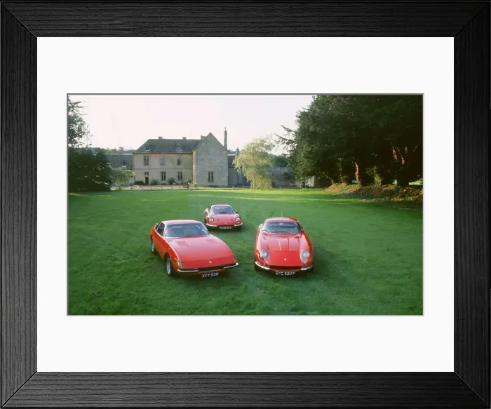 Framed Print : Ferrari group. Ferari Daytona 365GTB, 246 Dino and 275 GTB Framed Print : Ferrari group. Ferari Daytona 365GTB, 246 Dino and 275 GTB