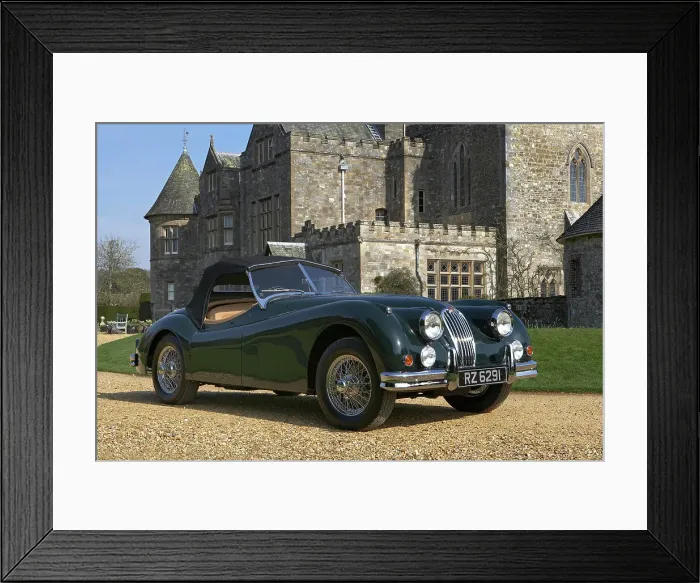 Framed Print : 1954 Jaguar XK140 outside Palace House, Beaulieu Framed Print : 1954 Jaguar XK140 outside Palace House, Beaulieu