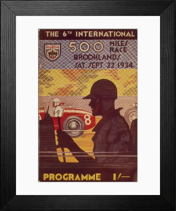 Framed Print : A programme for the Brooklands 500 miles race, 1935 Framed Print : A programme for the Brooklands 500 miles race, 1935